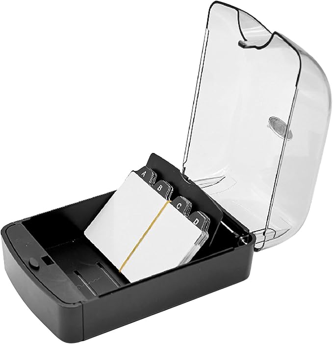 Business Card Box, Lightweight Desk Organizer with Clear Lid Storage up to 350 Cards Credit Cards Holder File Box Storage for Tabletop Office(COLOR:clear black)