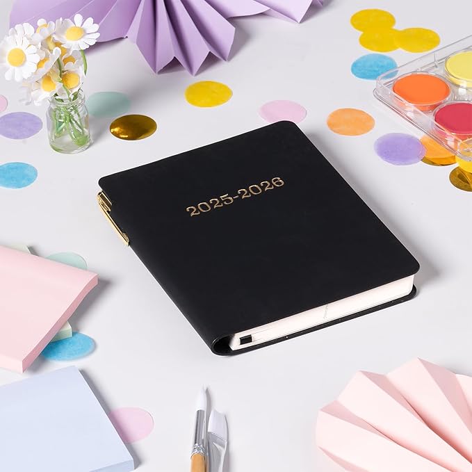 Eccolo 2025-2026 Pocket 18-Month Weekly Planner, Leatherette Soft Covers with Pen, Lined Notes Pages, 4.5x5.5"