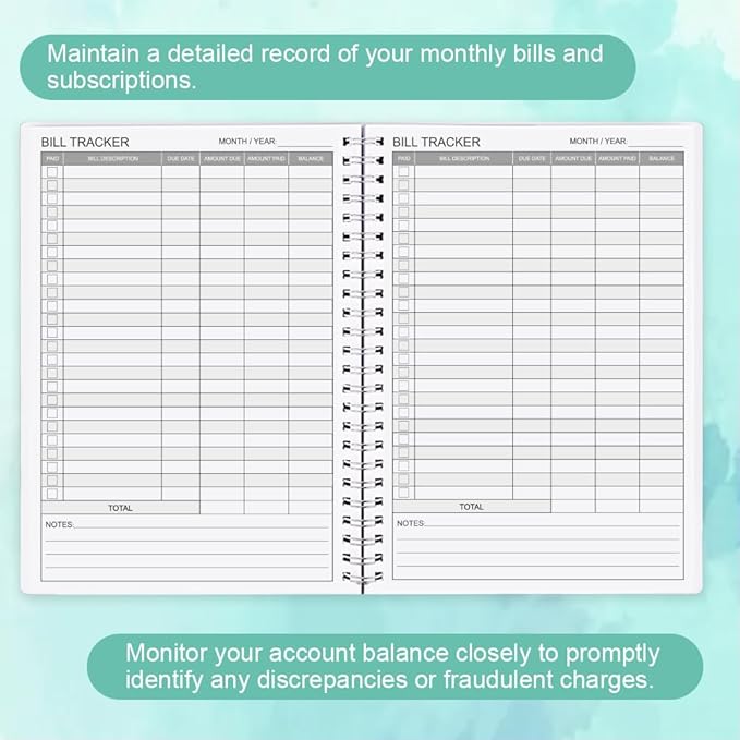 Bill Payment Tracker Notebook - Monthly Bill Organizer & Planner Notebook, Personal Budgeting & Financial Tracker, 5.8" x 8.25" with Pocket