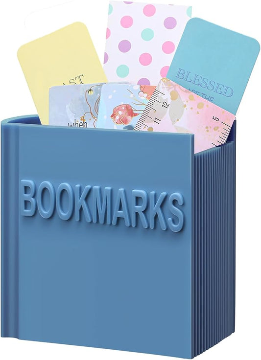 Honeydak 3D Printed Book Shaped Bookmark Holder Book Lover Gift Bookish Accessory Office Desk Supplies Funny Bookmark Accessories End of Year Gift for Teacher(Blue Gray)