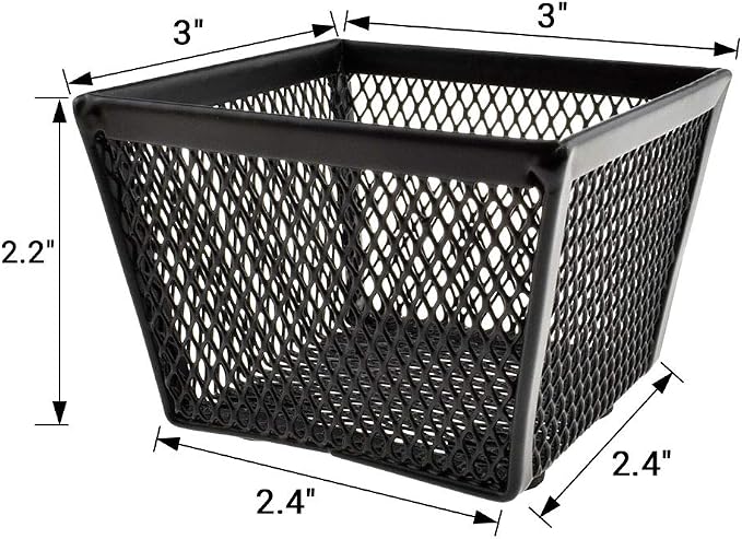 HAHIYO Stackable Paper Clip Mesh Holder Cup 2.2" Height 4 Pack Sturdy Paperclip Holder Container for Desk Drawer Organizer Collection for Home Office School Black Silver Soft Foam Feet No Sharp Edges