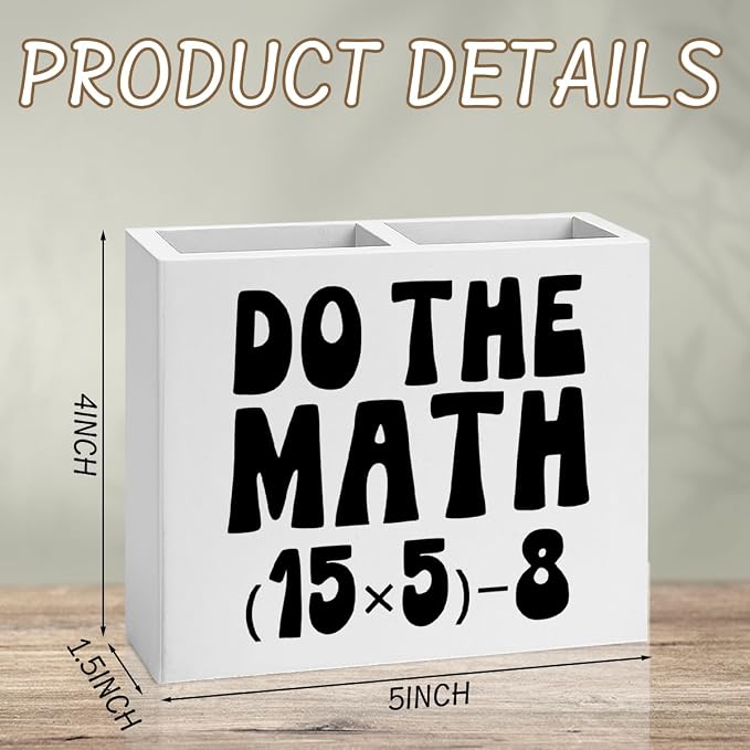 Funny 67 Math Teacher Pencil Holder Decor Teacher Appreciation Gifts for Office Mathematician Math Lover Gifts math Theme Wooden Organizer Vase for Office Home Desk Table