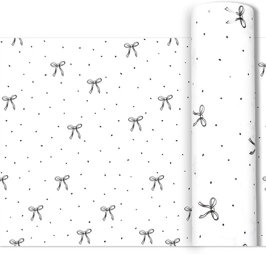 Black Bow Bulletin Board Roll Reusable Waterproof Erasable Black Bow and Book Bulletin Board Roll Bowknot Non-Woven Fabric Background Poster for Home Classroom Decor Wrapping DIY Craft 15.7" x 20ft