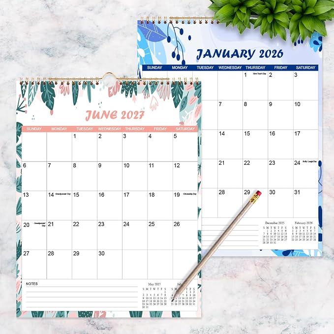 2026-2027 Calendar - Wall Calendar from Apr 2026 to June 2027, 15 Monthly Calendar with Seasonal Designs for Planning and Organizing for Home or Office, 11.5 x 14.5 In Calender 2026-2027 Monthly