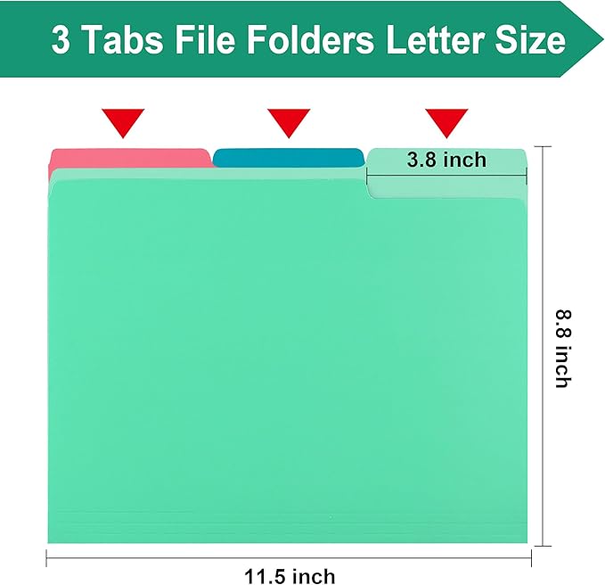 pmybupo Light Green File Folders,18 Pack Colored File Folder,1/3 Cut Tab,Letter Size,Filing Folder for Office School Business.