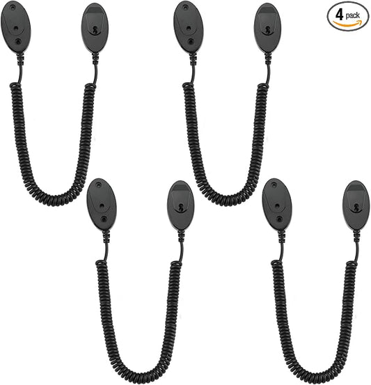 Magnetic Remote Leash Control Holder with Security Cable, Retractable Tidy Anti-lost Rope Organizer Easy Installation Stable Suitable for Projector TV Fan and Air Conditioner Remotes (4Pcs Black, L)