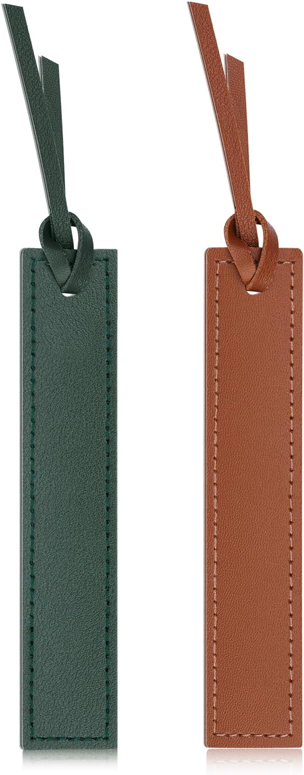2 Pcs Leather Bookmark, Bookmarks with Leather Rope, Page Markers Reading Presents for Women Men, Book Accessories for Reading Lovers, for School Office Home Supplies