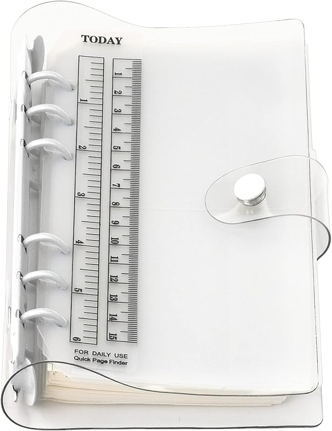 A6 A5 6-Holes Colorful PVC Cover Personal Organizer with Snap Button Closure File Folder for Loose Leaf Sheet Notebook (Snow White, A6 Combo)