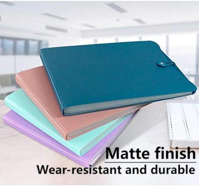 Vertical Expanding Accordion Folder with 7 Pockets Paperwork Organizer Document Wallet Briefcase Business File Organizer Bag A4 Letter Size Elastic Rope Closure Light Blue