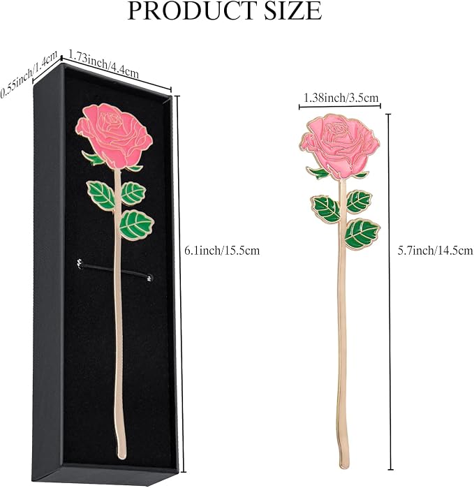 Metal Pink Rose Bookmark, Bookmarks for Women, Cute Bookmarks Gift for Book Lovers, Gift for Mother's Day, Girlfriend and Friend Graduation, Teacher's Day, Thanksgiving