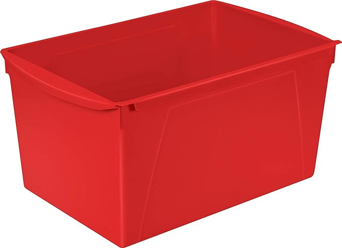 Storex Extra-Large Book Bin, Interlocking Plastic Organizer for Home, Office and Classroom, Assorted Colors, (71126E06C) (Pack of 6)