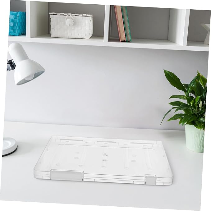 Lurrose 6pcs Plastic File Storage Box Transparent Paper Organizer with Lid for Office School and Home Efficient Bulk