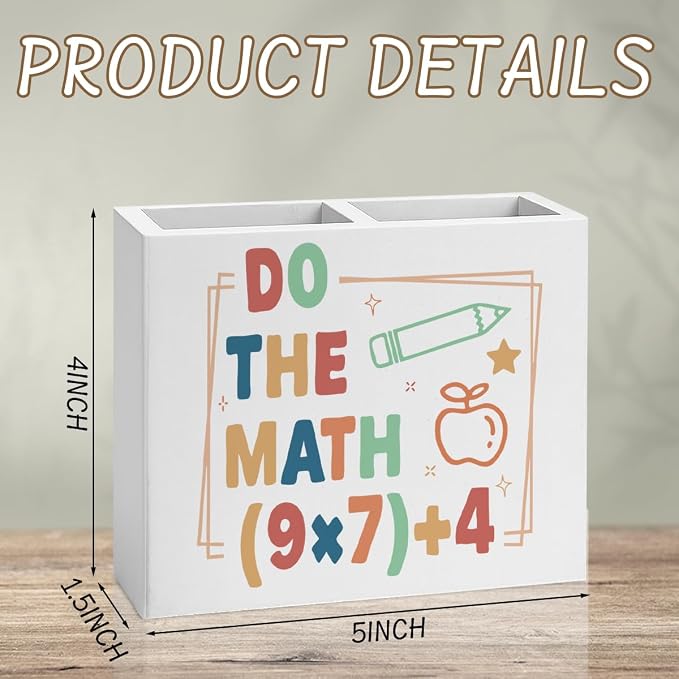 Funny 67 Math Teacher Pencil Holder Decor Teacher Appreciation Gifts for Office Mathematician Math Lover Gifts math Theme Wooden Organizer Vase for Office Home Desk Table Bookshelf