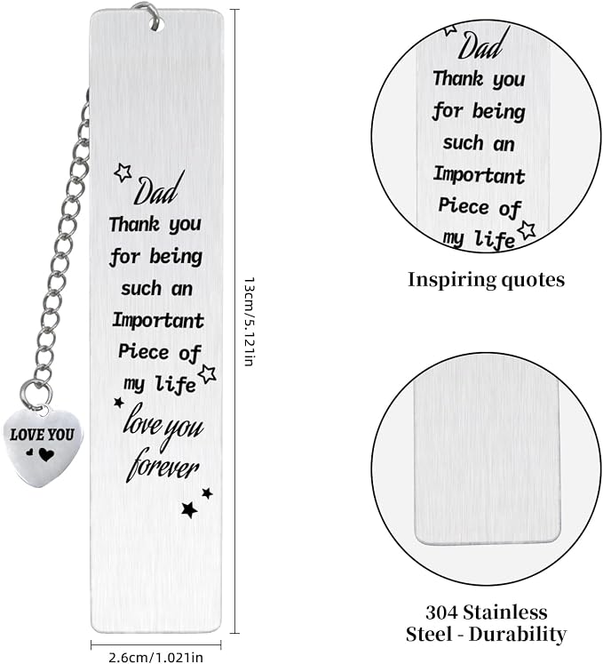 Tarevaniwa Inspirational Bookmark Set with Pen - Motivational Pen & Metal Bookmarks for Men, Dad Gifts for Birthday, Father's Day, Christmas