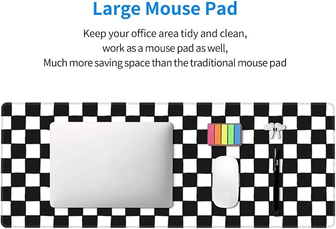 Black and White Checkered Gaming Mouse Pad, Large Mouse Pad for Desk Mat XXL XL Mousepad, Big Keyboard Pad Office Desk Accessories Decor