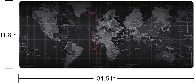 Large Mouse Pad Gaming Mousepad XL World Maps Desk Mat Mouse Pad Long 31.5x11.8 in Extended Big Cute Mouse Pad Waterproof Desk Pad with Non-Slip Base and Stitched Edges for Computer Keyboard