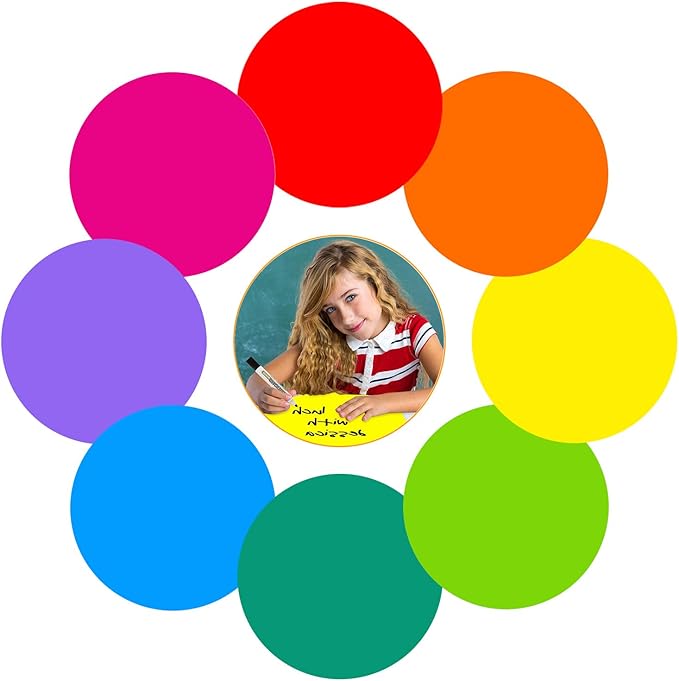 Colorful Dry Erase Dots Circles Whiteboard Marker Removable Stickers Spots Wall Decals for School Classroom Teachers Students Table & Desk, 8 Pack