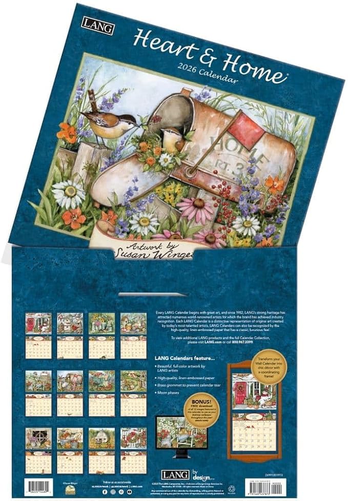 Lang, Heart and Home 2026 Wall Calendar by Susan Winget, 13.4'' X 12'', 12-Month Calendar with Stapled Binding