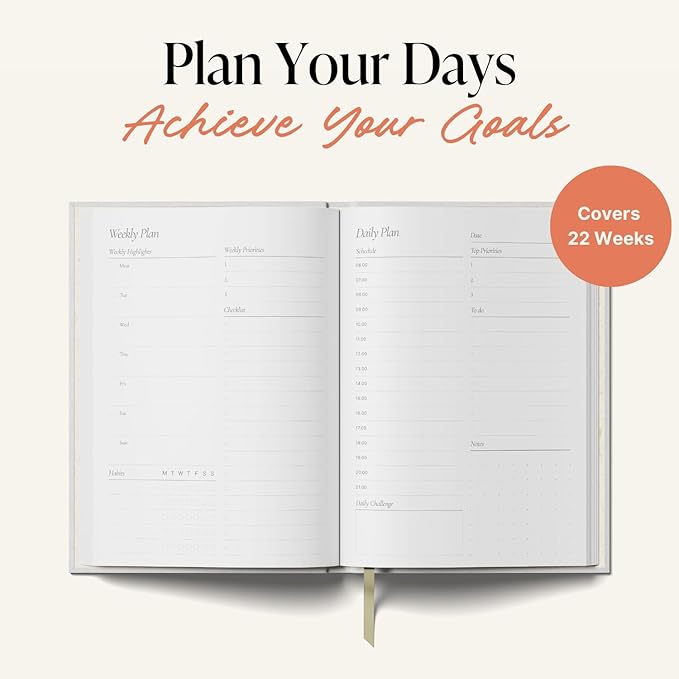 Yop & Tom Daily Planner - Productivity Planner - Weekly and Daily Organizer with Time Slots - Purple & Orange
