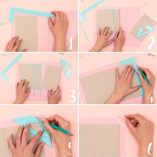 Craftelier - Kit Rulers and Binding Squares | Basic Tools for Scrapbooking, Craft and Binding Projects | Includes L Ruler, T Ruler and Squares | Turquoise Color