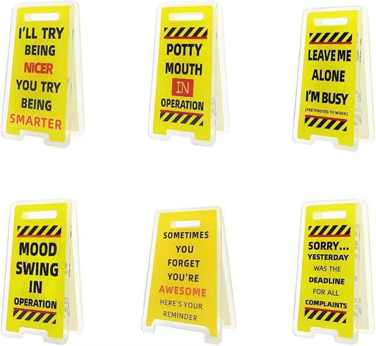 6 Pcs Office Note Holder Clips, Mini Acrylic Yellow Desk Signs Decor Gift for Colleague Leader Employee Birthday
