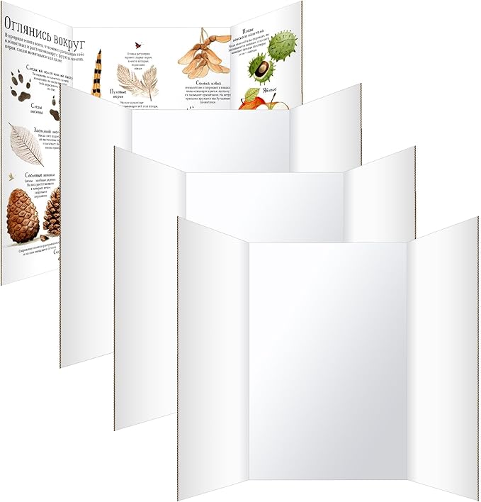 Trifold Poster Board 36"x48", 4 Pack White Extra Large Corrugated Display Board Foldable Board for School Projects, Science Fair, Business Presentations, Photo Displays, Graduation Exhibitions