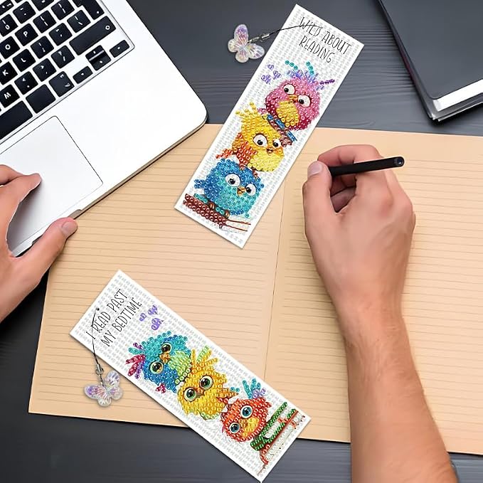 4PCS Diamond Art Bookmarks DIY Birds Diamond Painting Bookmarks for Book Lovers Adults Beginners DIY Crafts, Christmas New Year Graduation Birthday Gift