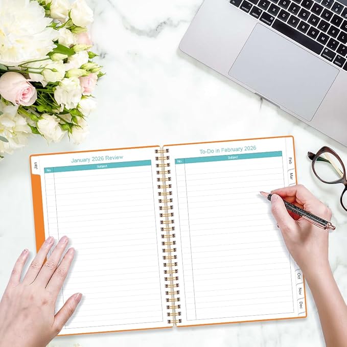 2026-2027 Monthly Planner - January 2026 - June 2027, Two Pages Per Month, 18 Monthly Calendar/Planner with Tabs, Inner Pocket, 6.4" x 8.5", Orange