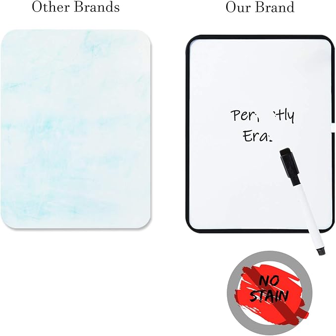 PTY Magnetic Dry Erase Board 6" x 8" with Magnetic Marker and 2 Magnets - Mini Whiteboard for School Locker, Fridge, Office, Home (Blue Framed)
