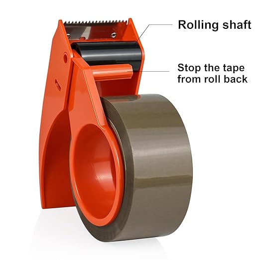 BOMEI PACK Heavy Duty Packing Tape with Dispenser 1.88'' x 66 YDs, Brown Box Tape for Packaging Shipping Moving Storage and Mailing, Strong Package Tape 6 Rolls + 1 Dispenser, Total 396 YDs