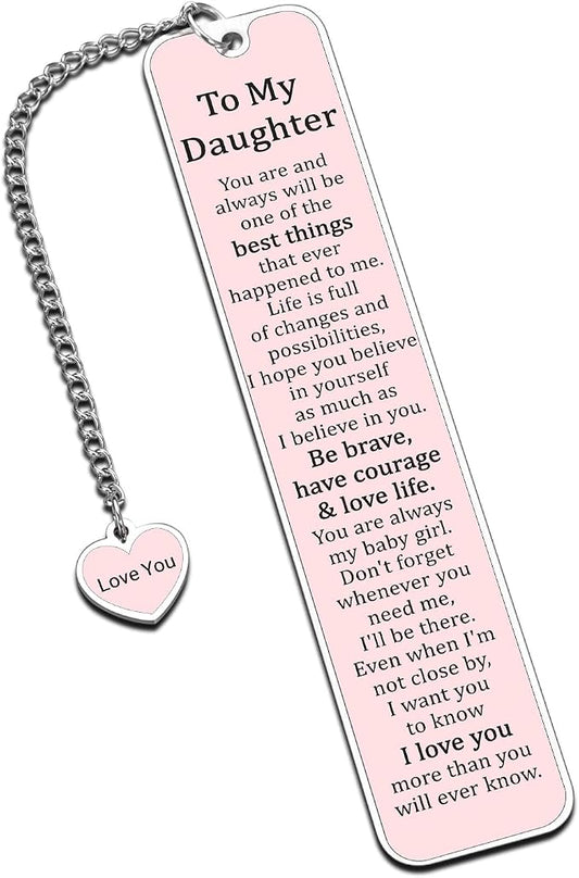 GGOJAGST Daughter Gifts from Mom Dad, Graduation Birthday Gifts for Daughter, Pink Bookmarks for Teen Girls, Sweet 16th 18th Daughters Birthday Grad Wedding Presents for Women