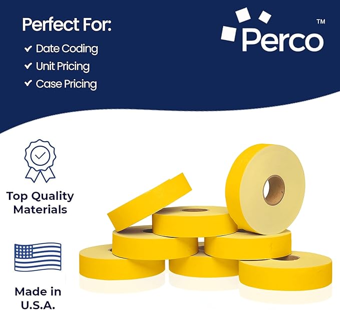 Yellow Pricing Labels for Monarch 1131 Price Gun – 8 Sleeves, 64 Rolls Value Pack - 160,000 Price Marking Labels – with Ink Rolls Included