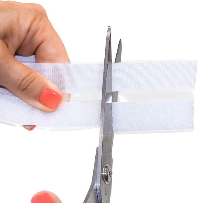 Hygloss Products Self Adhesive Strips - 15 Feet x 3/4 Inch Hook and Loop Fastener Sticky Back Tape With Dispenser, White