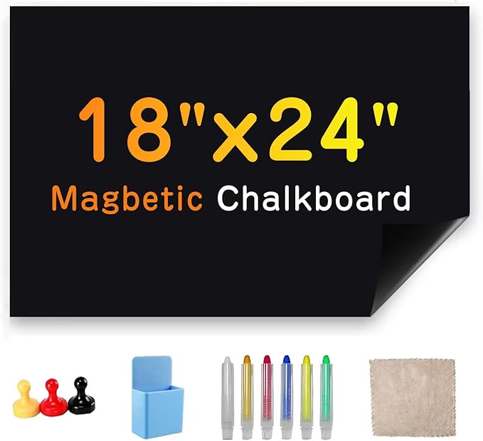 Magnetic Chalkboard Wallpaper Stick and Peel, 18" x 24"Chalk Board Contact Paper with Adhesive on Wall for School, Office, Kitchen Fridge, Drawing