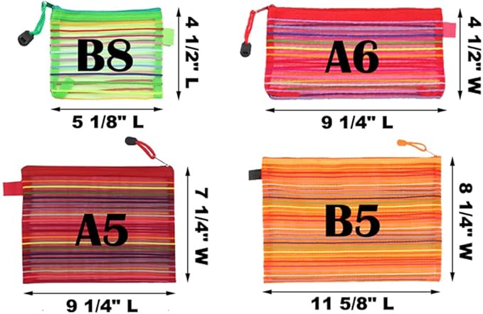 Muka 24PCS Rainbow Striped Zipper Pouch, Storage Bags for Organizer, Travel and Office-Assorted Color-A6