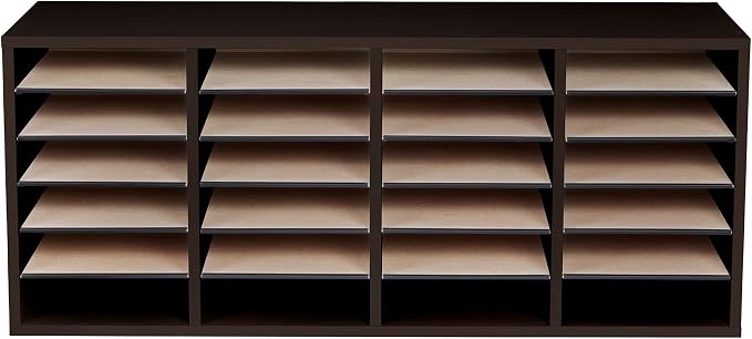 Safco Wooden Paper and Mail Organizer for Home Office and Classroom, Adjustable Shelves and Stackable