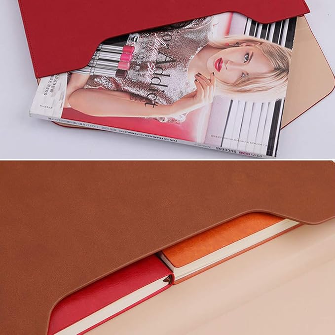 Enyuwlcm PU Leather A4 File Folder Document Holder Waterproof Portfolio Envelope Folder Case with Invisible Magnetic Closure Orange