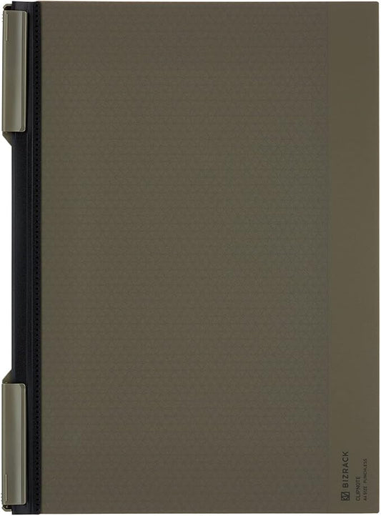 KOKUYO Bizrack Clipnote Punchless, Clip Folder, Holds up to 25 Sheets, A4-S, Olive Green (NO-BRCN202DG)
