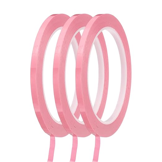 MECCANIXITY Whiteboard Tape 3/16" / 5mm Self Adhesive Graphic Chart Line Tape 72 Yard Grid Marking Stickers for Pinstripe Dry Erase Board Scrapbooking DIY Art Crafts, Pink, Pack of 3