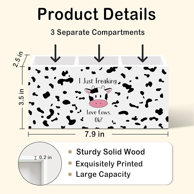 Funny Cute Cow Pen Pencil Holder for Desk, I Just Freaking Love Cows Ok Office Desk Accessories, Cow Lovers Gifts Pen Holders Organizer for Office Classroom Bathroom