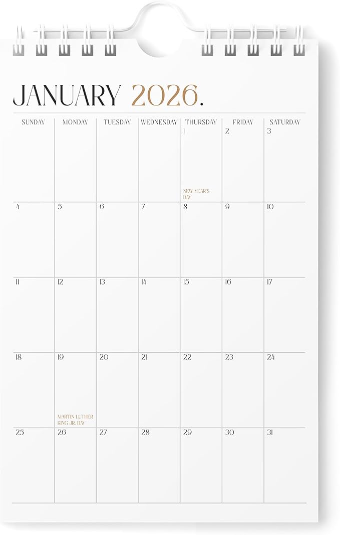 Karto Small Wall Calendar 2026-2027 - Vertical 6x9 inch January 2026 to June 2027 - Small, Versatile, and Easy Planning with the Aesthetic Desk Monthly Calendar - Boho