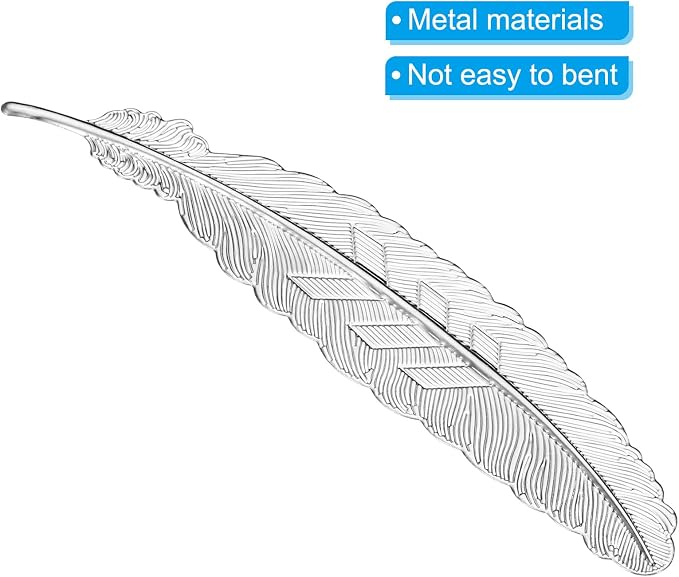 PATIKIL Metal Feather Bookmarks, 6 Pack Book Marks Page Markers Birthday Appreciation Gift for Women Teacher Reader Book Lovers, Silver
