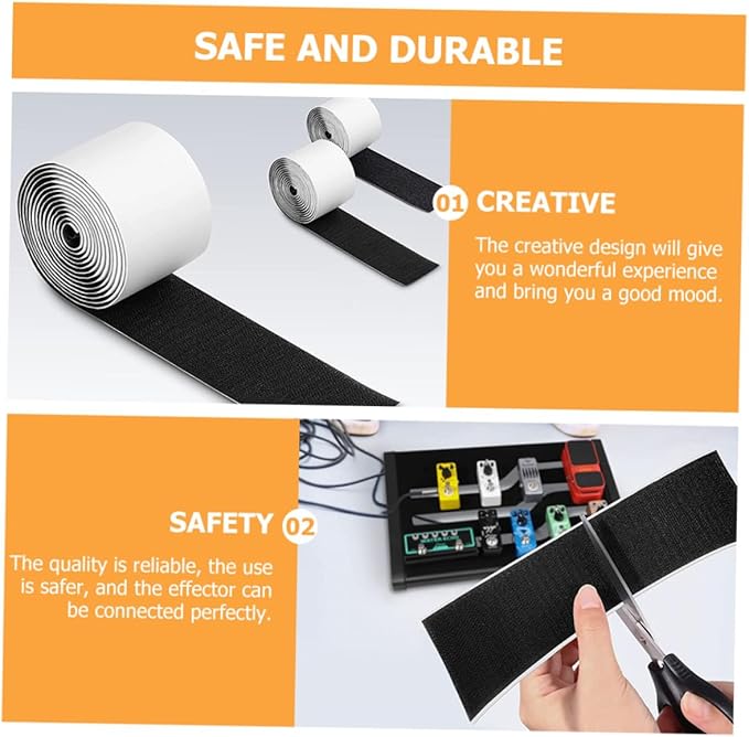 Toddmomy 2rolls Pedal Mounting Tape Hook and Strips for Electric Guitar Pedal Boards Adhesive for Secure Use for Musicians and Guitar Enthusiasts