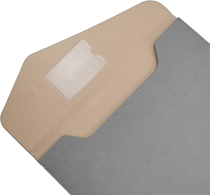 PU A4 Leather File Folder Document Holder Folder Stylish Portfolio Envelope Case with Strap and Invisible Magnetic Closure (Gray)