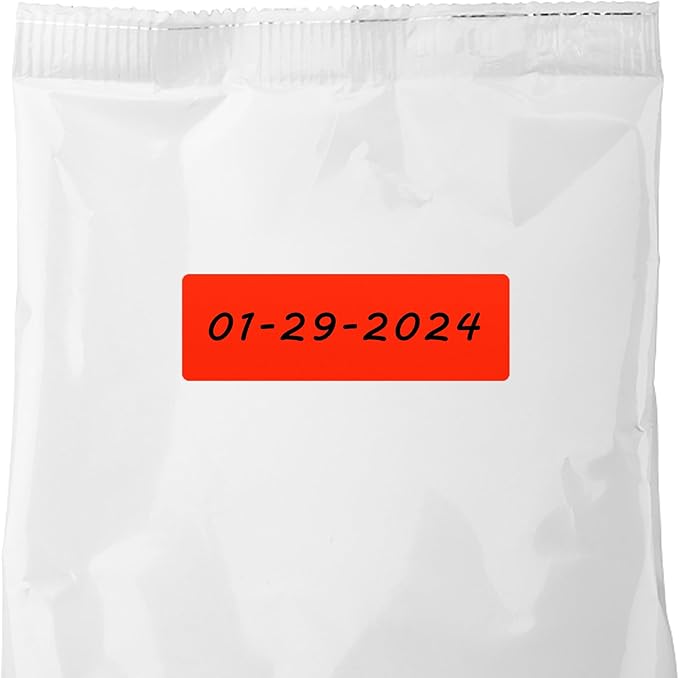 Hybsk 1x3 Inch Color-Code Labels Fluorescent Red Sticker Rectangle 500 Labels Per Roll (Fluorescent Red)