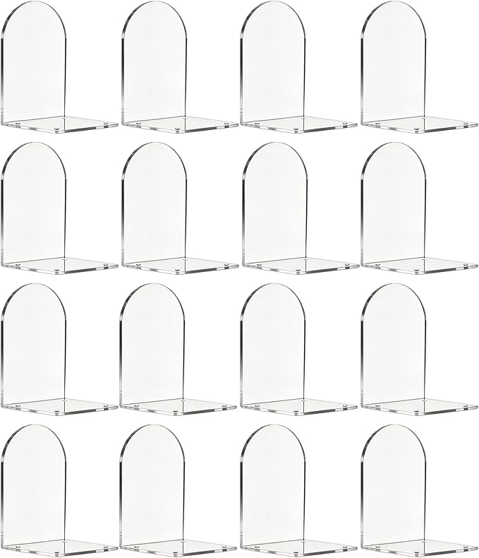 Adwikoso Book Ends for Shelves Clear Acrylic Bookends for Heavy Books Organizer Book Stopper to Hold Books for Home Office School and Desktop Decoration(Circular Arc) (16)