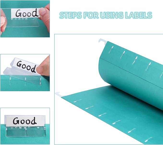 Hanging File Folder, A4 Suspension Files Holder, Hang Folder, Filing Cabinet Suspension File with Tab and Label for School Home Office, Blue, 25 Pack