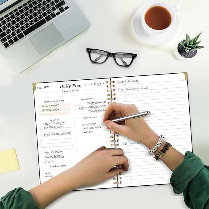 To Do List Notebook - Aesthetic Daily Planner to Easily Organize Your Tasks And Boost Productivity - Undated Planner for School or Office Supplies, 5.8" x 8.5", Black