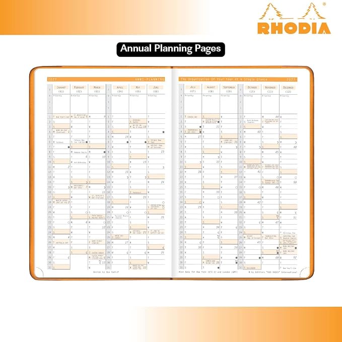 Rhodia Webplanner 2026 Calendar Year - 6 1/4" x 9 3/8" - Rosewood Cover - Weekly Planner Organizer