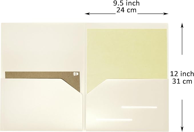 Youngever 6 Pack Heavy Duty Plastic Two Pocket Folders, Heavy Duty Plastic 2 Pocket Folder (Cream)